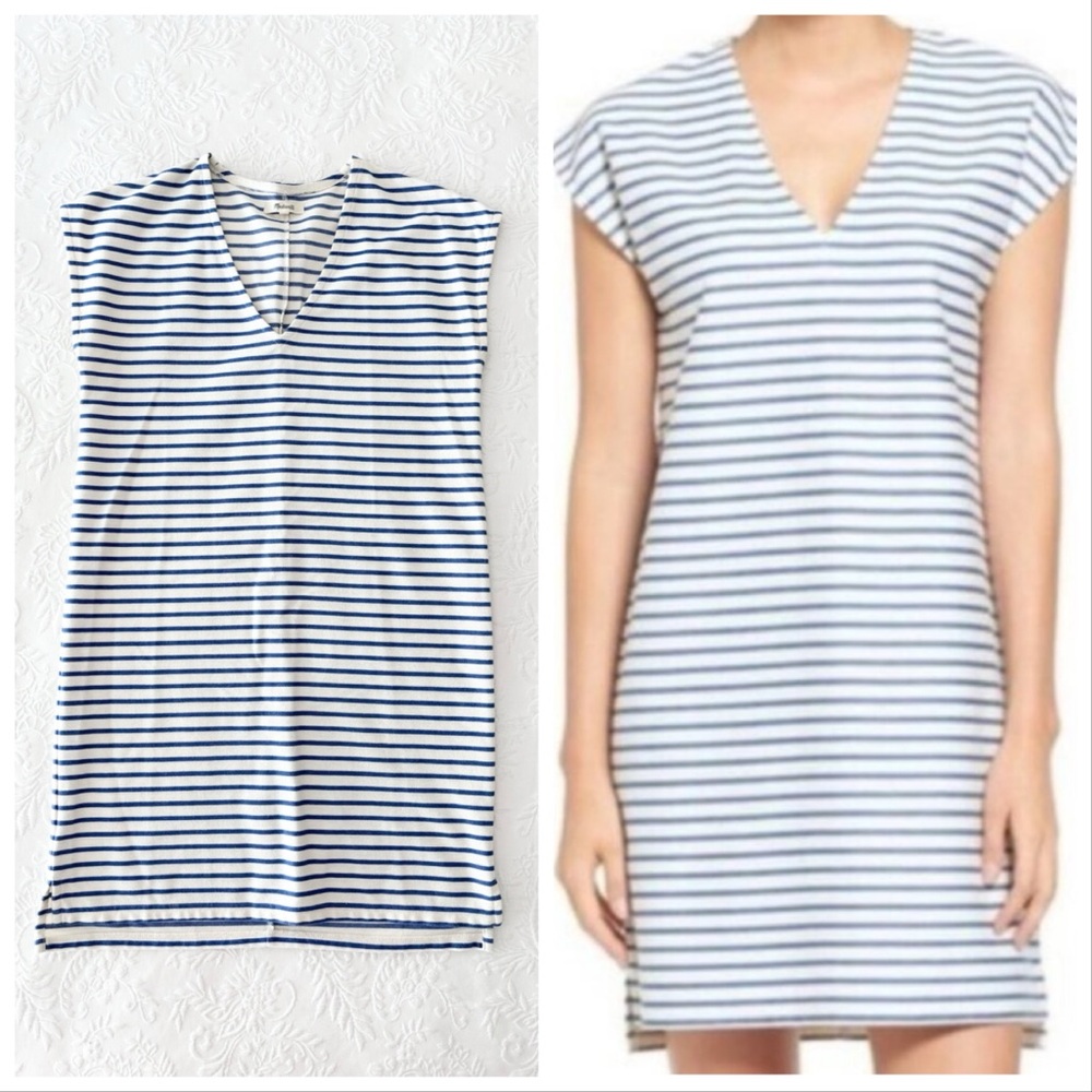 Madewell Vacances Blue Striped Mini Shift Dress